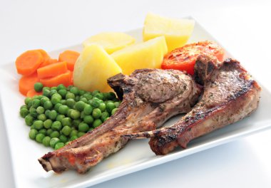 Grilled marinated lamb chops meal clipart