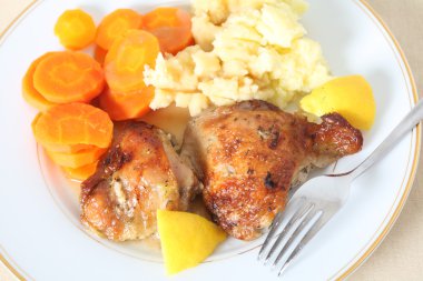 Lemon chicken meal high angle clipart