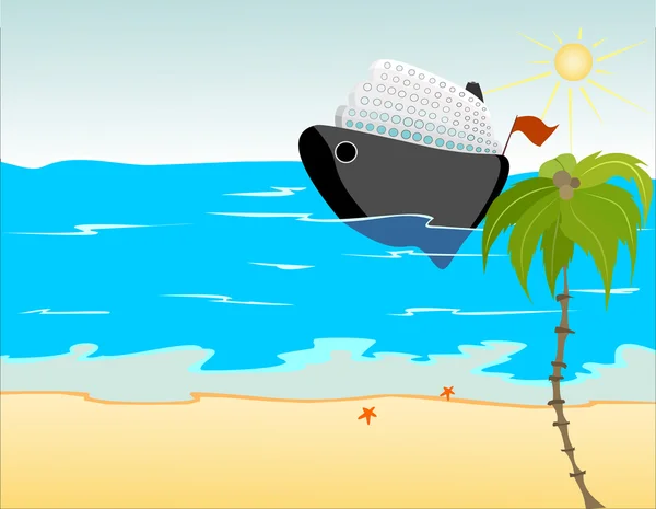Un bateau à la mer — Image vectorielle