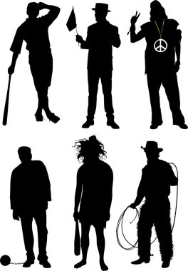 Silhouettes of men clipart