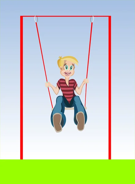 Illustration eines Kindes auf einer Schaukel — Stockvektor