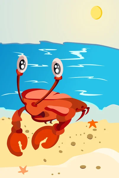 Crab on an ocean coast — Stock Vector