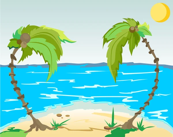 Isla con palmeras — Vector de stock