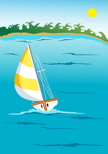 Segling i sail yacht. framifrån — Stock vektor