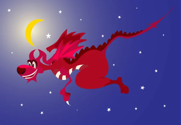 stock vector Dragon red in the star sky, vector