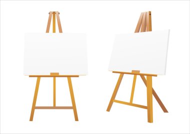 Isolated easel with empty canvas, Vector clipart