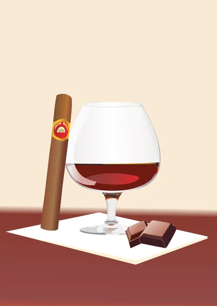 Cigar And Cognac — Stock Vector