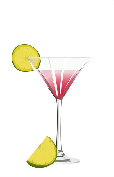 Kosmopolitische Cocktailgetränk isoliert auf weißem Hintergrund. — Stockvektor