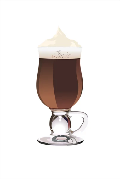 Ирландский кофе - это коктейль, состоящий из горячего кофе, ирландского виски и сога. — стоковый вектор