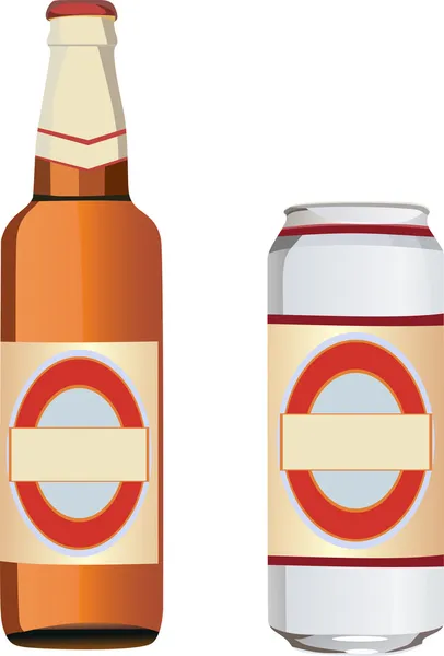 Boite de bière vectorielle et une bouteille — Image vectorielle