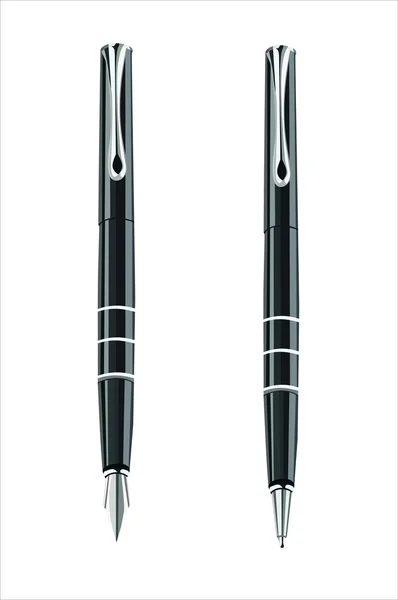 Due penne isolate su sfondo bianco, illustrazione vettoriale — Vettoriale Stock