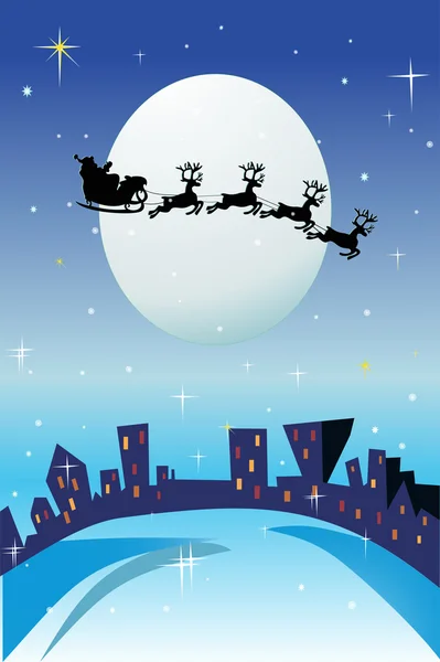 Noel Baba şehre geliyor. vektör — Stok Vektör