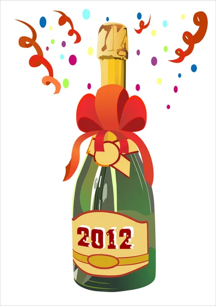 Flasche Champagner im Jahr 2012. — Stockvektor