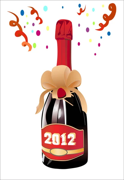 Bouteille de Champagne en 2012. Illustration vectorielle . — Image vectorielle