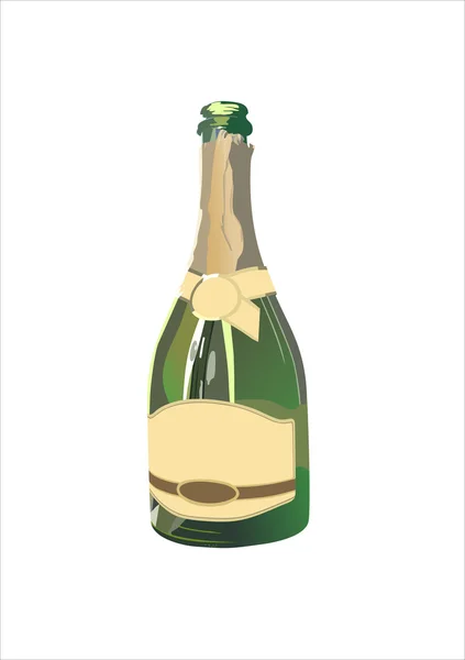 Bouteille de champagne vide isolée sur fond blanc — Image vectorielle