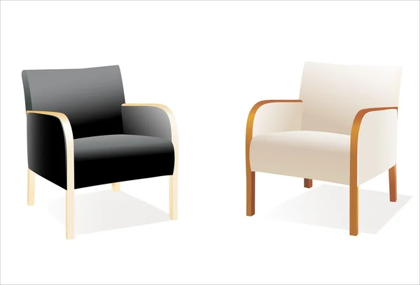 Два современных стильных кресла над белым — стоковый вектор