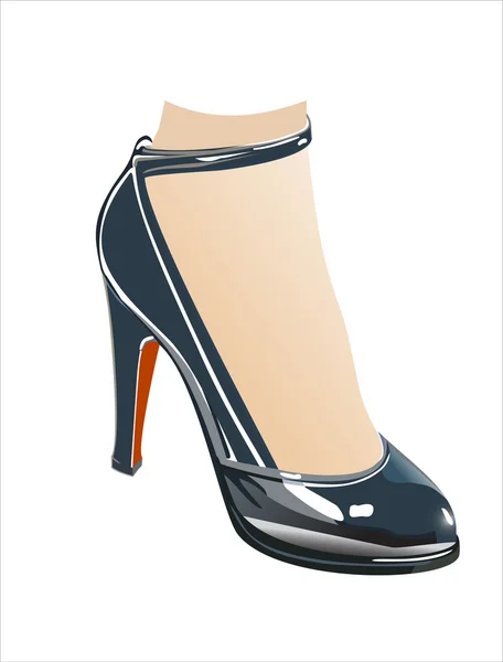 Zapato de mujer negro. Vector-Ilustración — Archivo Imágenes Vectoriales
