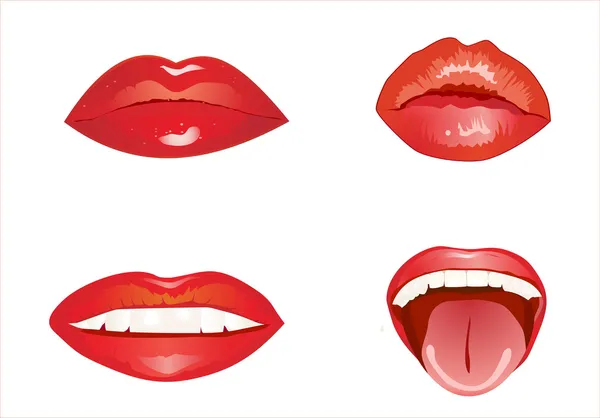 Ensemble de lèvres brillantes — Image vectorielle