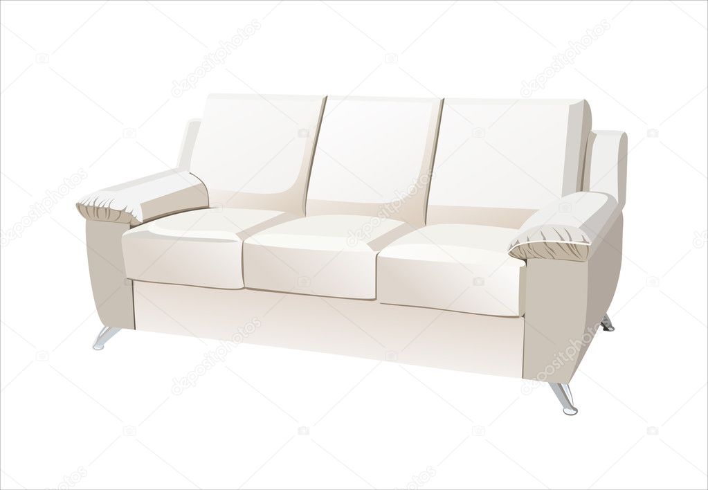 White sofa on white background.