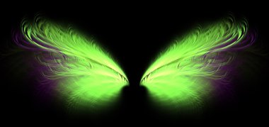 Green and yellow wavy wings clipart