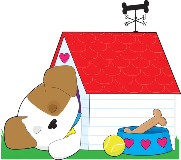 かわいい子犬の犬の家 — ストックベクタ