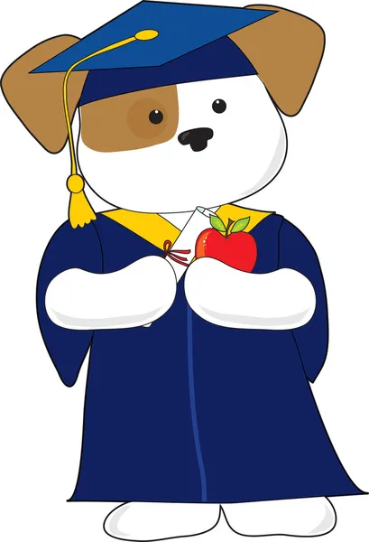 Sevimli köpek mezuniyet — Stok Vektör