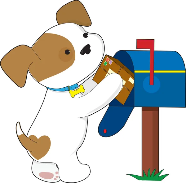 可爱的小狗邮件 — 图库矢量图片