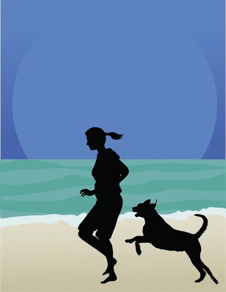 Cão na praia —  Vetores de Stock