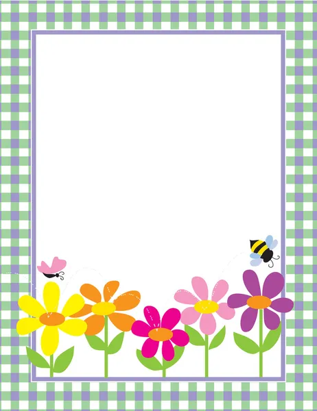 Floral Gingham Background — Stock Vector