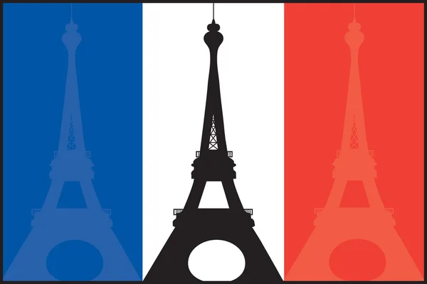 French Flag and Eiffel — Stock Vector