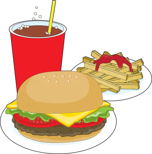 Hamburger en friet — Stockvector