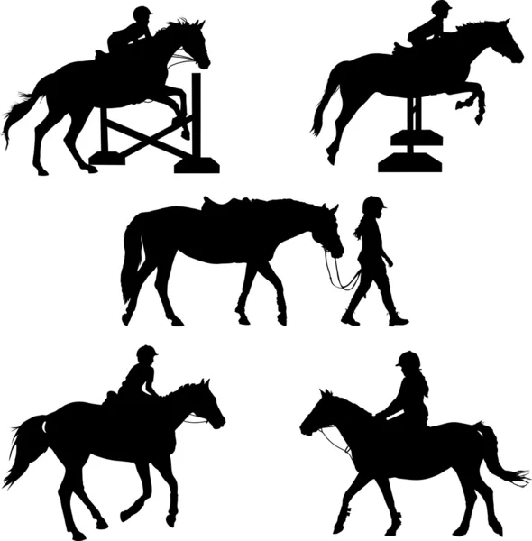 Horse Silhouettes — Stock Vector