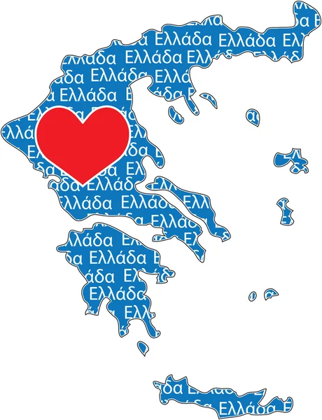 Ik hou van Griekenland kaart — Stockvector