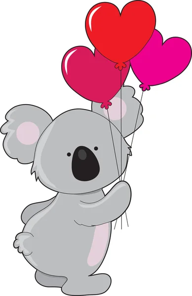 Koala serca balony — Wektor stockowy