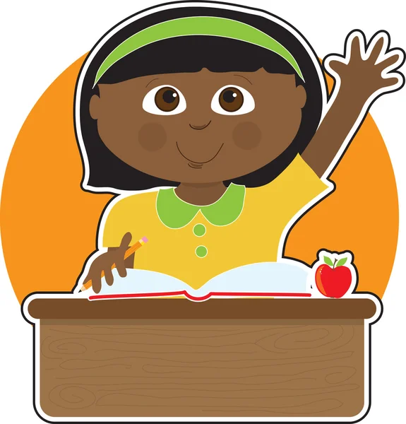Μικρό κορίτσι στο σχολείο μαύρο — Διανυσματικό Αρχείο
