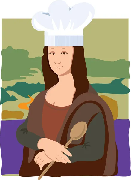 Mona lisa chef-kok — Stockvector