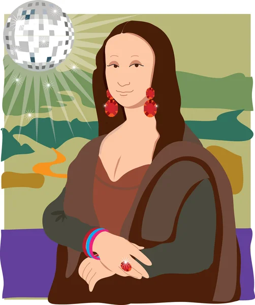 Mona リサのディスコの女性 — ストックベクタ