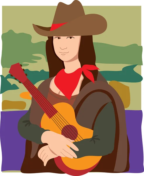Monna Lisa Cowgirl — Vettoriale Stock