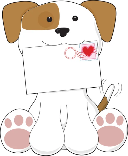 子犬の愛の愛の手紙 — ストックベクタ