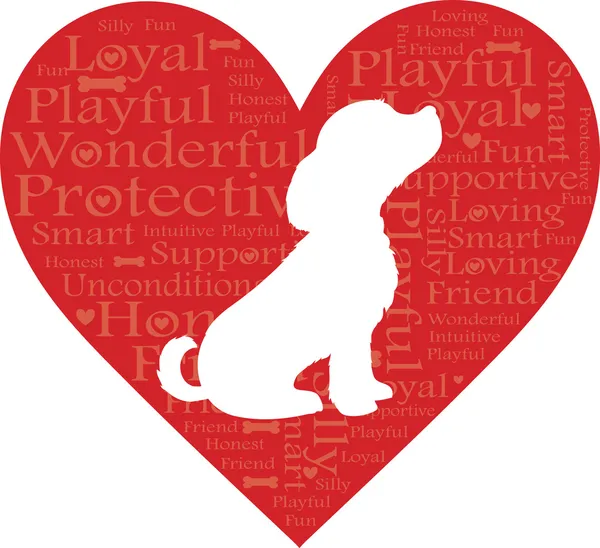 Mot coeur chien — Image vectorielle
