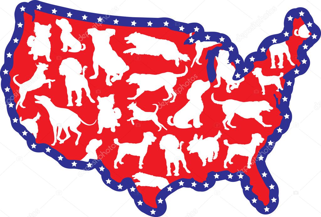 US Map and Dogs