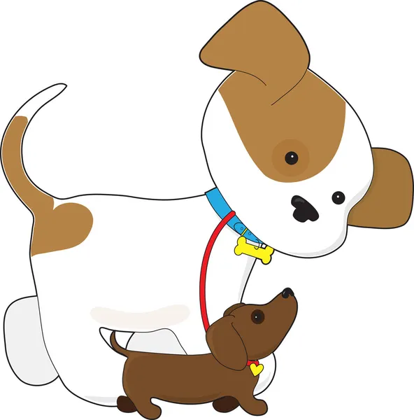 Cute Puppy Walking a Pup — Stock Vector
