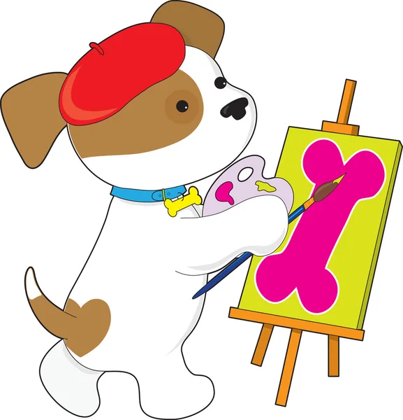 Cute Puppy Artist — Stock Vector