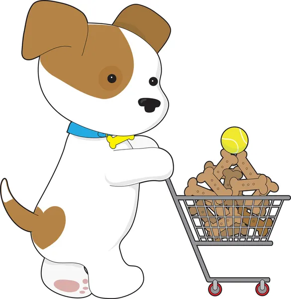 Roztomilé štěně, nakupování — Stockový vektor