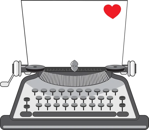 Old Typewriter Heart — Stock Vector