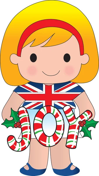 イギリスか英国のクリスマスの女の子 — ストックベクタ