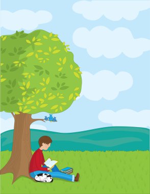 Boy Reading clipart