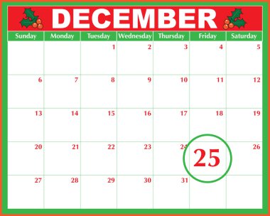 Christmas Day Calendar clipart