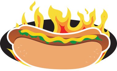 Flaming Hot Dog clipart