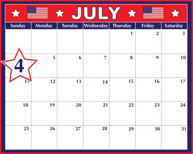 Fourth of July Calendar clipart